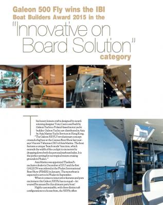Galeon 500 Fly wins the IBI Boat Builders Award 2015